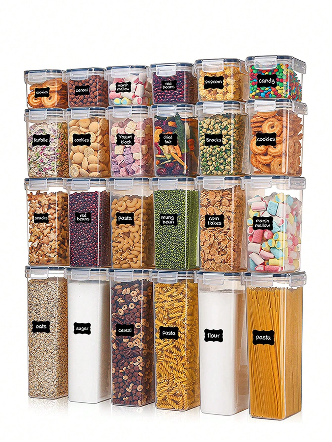 Food Storage For Pantry - 48 recipientes herméticos para almacenamiento de