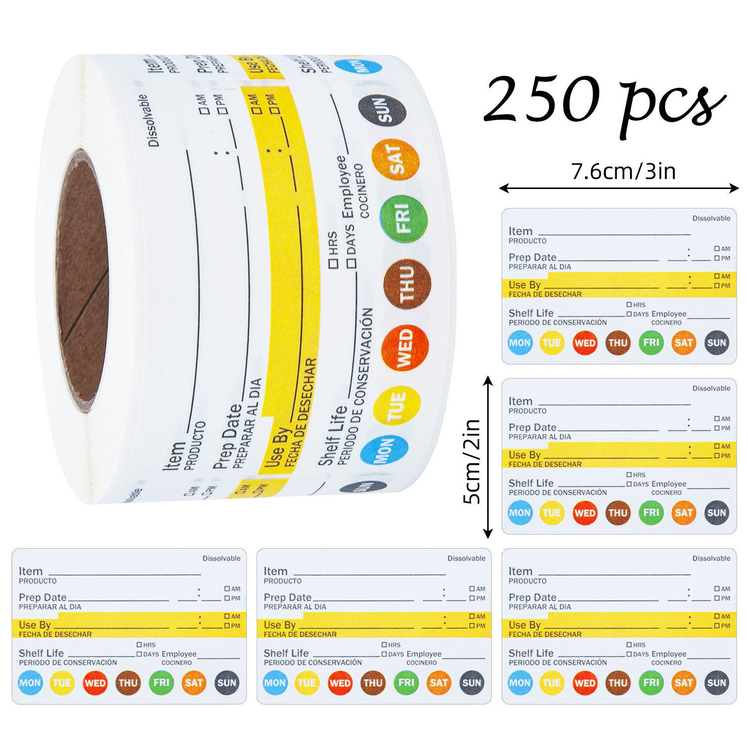 Food Storage Labels - Etiquetas de Fecha para Alimentos, 250