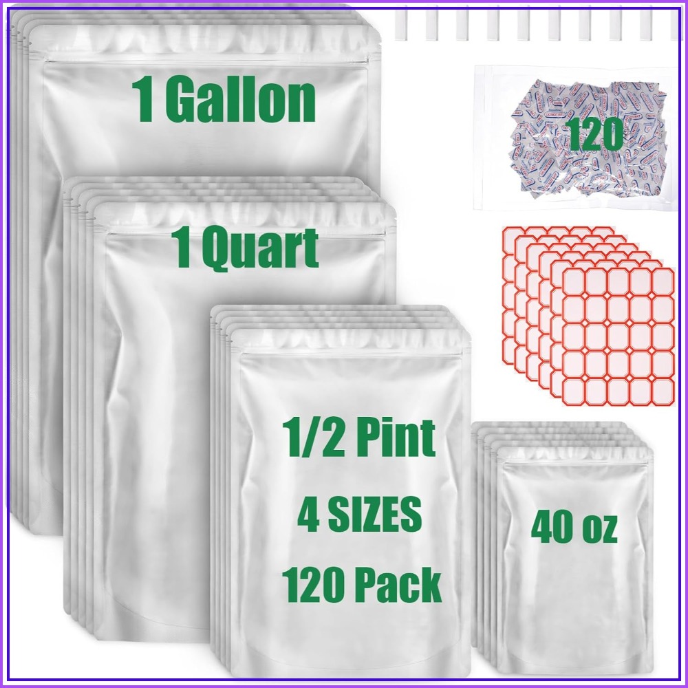 Food Storage Oxygen Absorbers - 120 Bolsas de Mylar para Almacenamiento