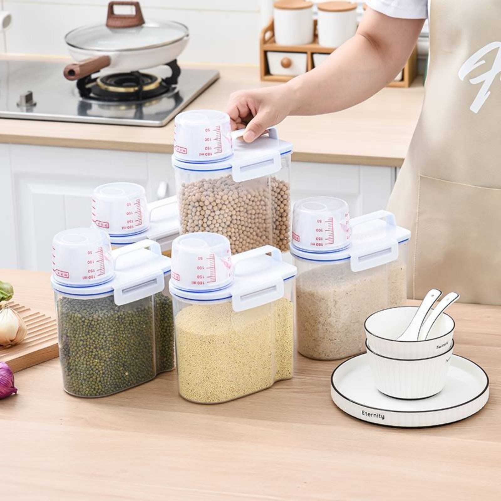 Food Storage For Pantry - Contenedor de Arroz Seguro con Dispensador