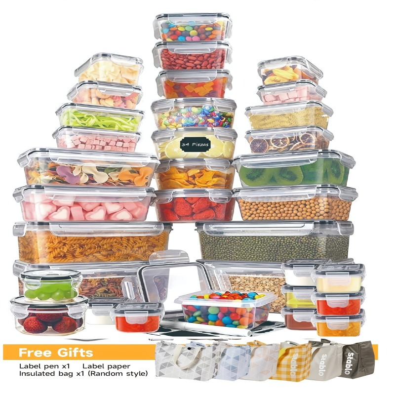 Food Storage For Pantry - Juego de 48 Recipientes para Almacenamiento