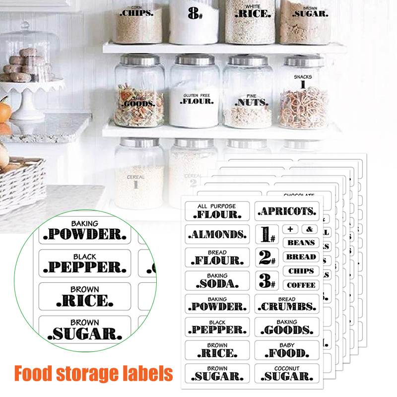 Food Storage Labels - Pegatinas de cocina para condimentos, 132