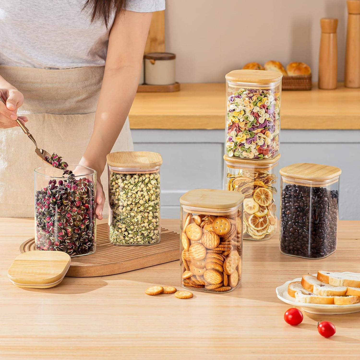 Paquete de 6 Frascos de Vidrio - Food Storage For Pantry reseña y precio