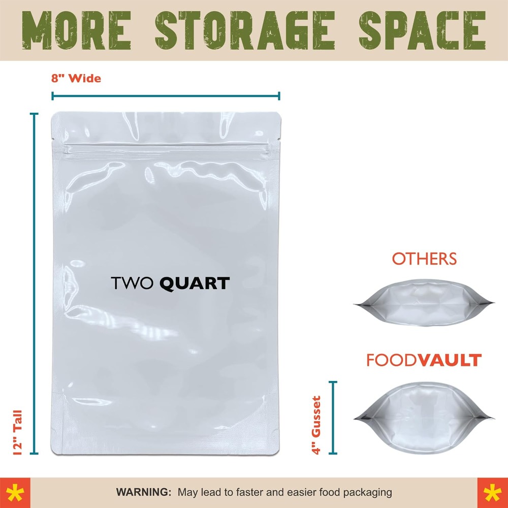 Bolsas de Mylar de 2 Cuartos d - Food Storage 4 Quart reseña y precio