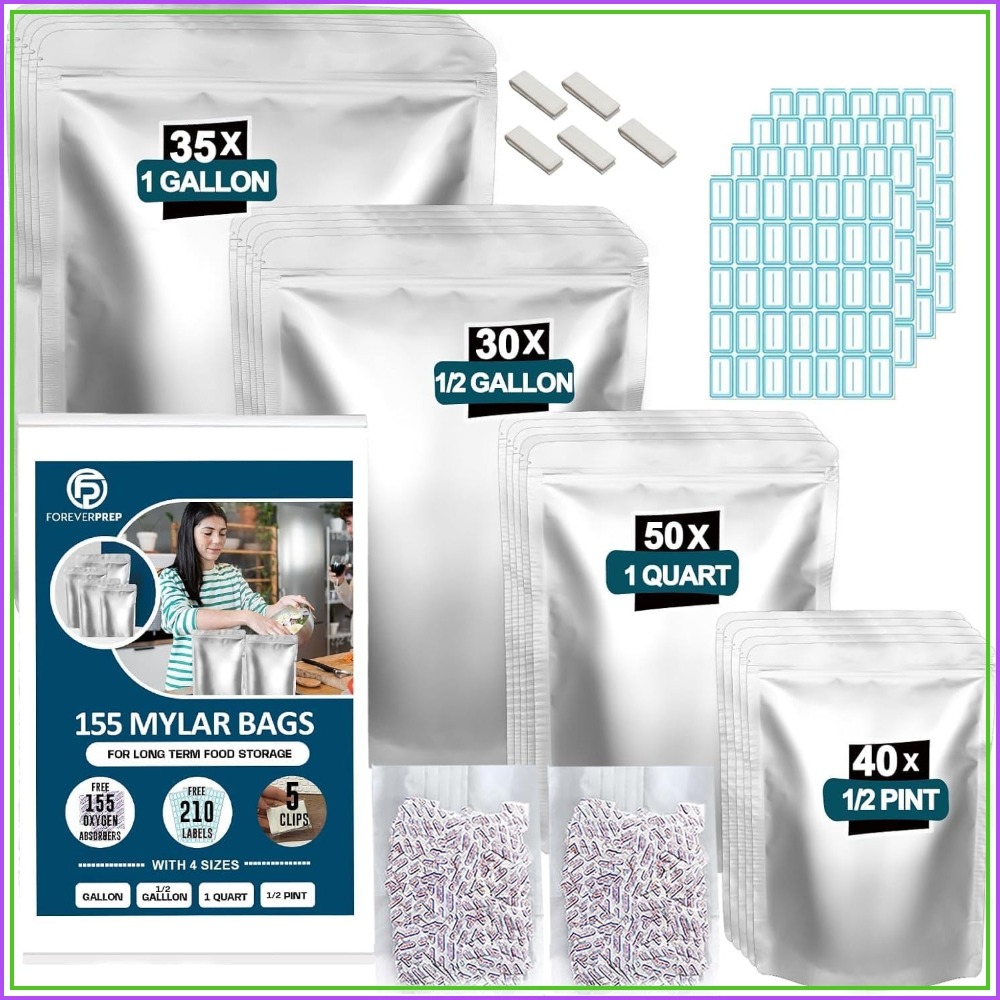 155 Bolsas de Mylar con 155 Ab - Food Storage Labels reseña y precio