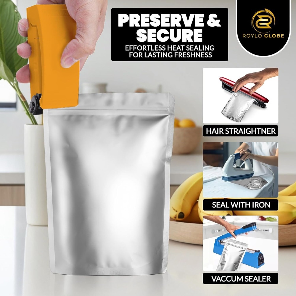 100 Bolsas de Mylar de 2 Cuart - Food Storage Oxygen Absorbers reseña y precio